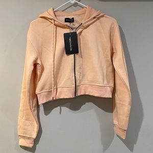 Blush Crop Zip Hoodie
